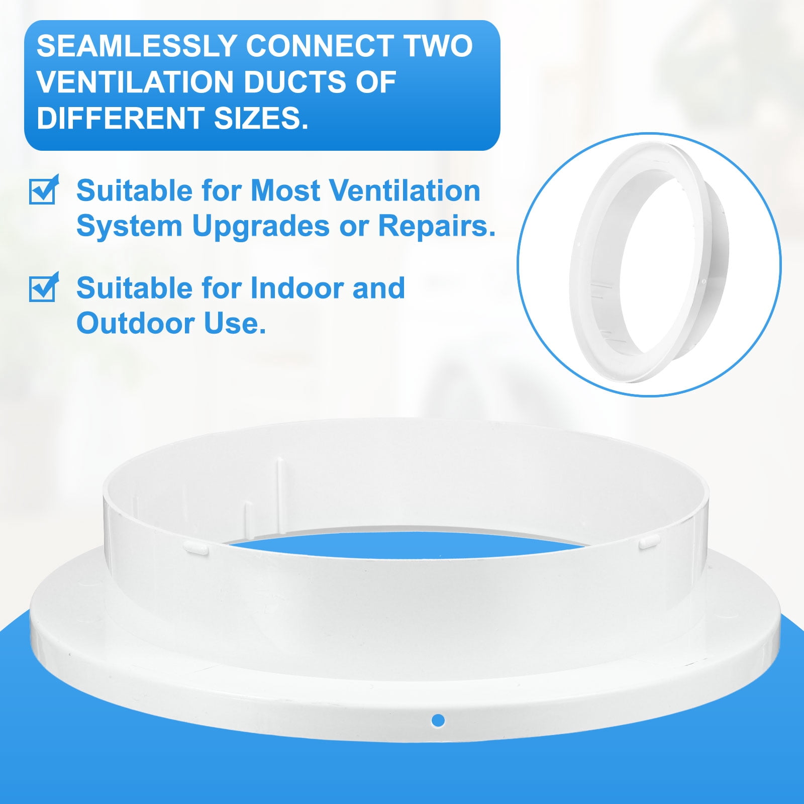Uxcell 10 to 8 Inch Duct Reducer, 1Pcs ABS Air Duct Adapter HAVC Pipe Connector Dryer Vent Adapter Increaser Reducer for Inline Ventilation System, White (150mm to 100mm)