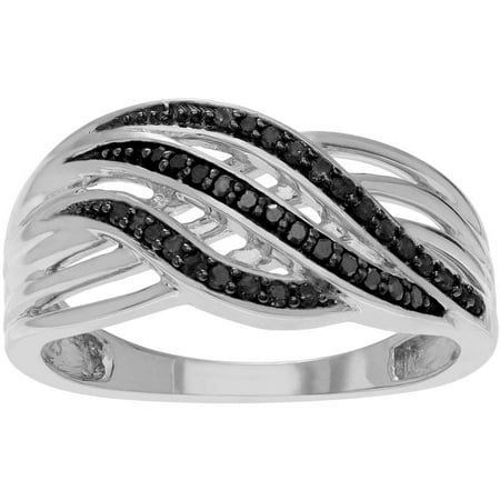 Brinley Co. Women's 1/6 T.D.W. Diamond Sterling Silver Pave Twist Fashion Ring, Black