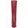 thumbnail image 4 of Unique Bargains Bottes à Talons Blocs Hauteur Genou à Bout Rond à Fermeture Éclair pour Femme Rouge 5.5 M US, 4 of 8