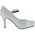 thumbnail image 2 of DELICACY CYNDI-91 Women's Hot Fashion Ankle Strap Mary Jane Dress Pumps Shoes, White Patent, 8, 2 of 4