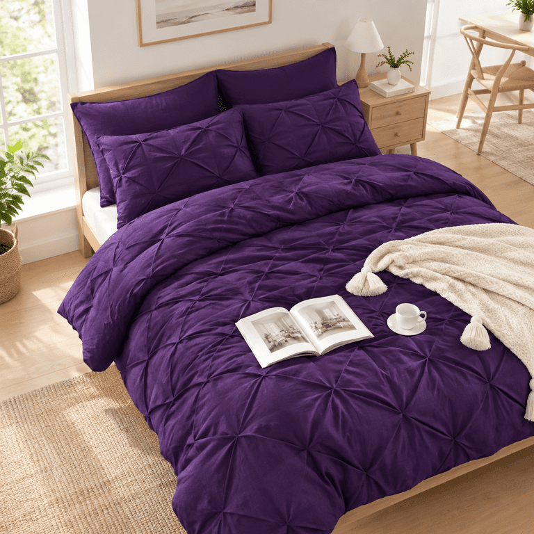 7pc Purpleforter Set Queen Size With Sheets Pintuck 7 Piece ...