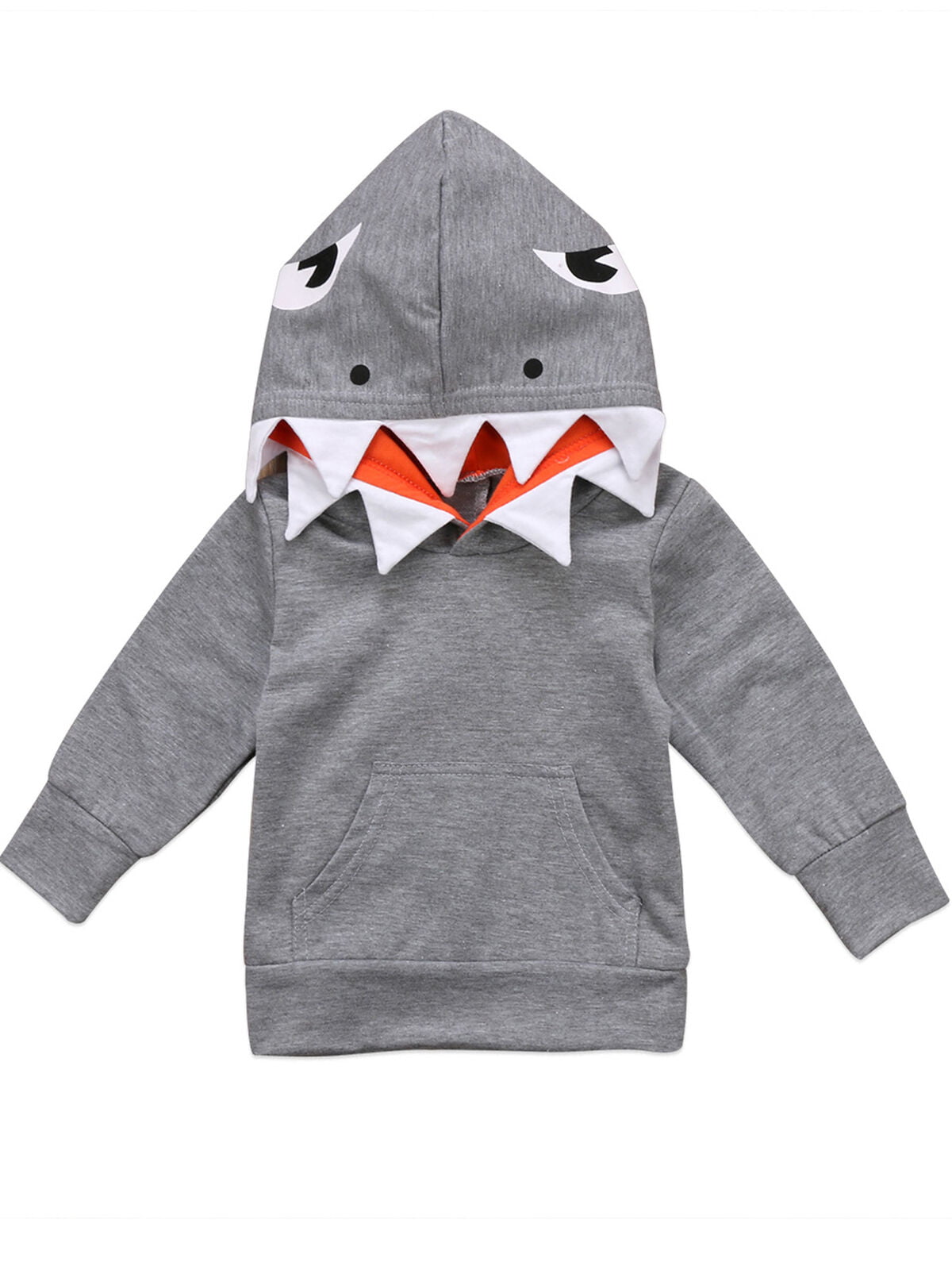 Unisex Baby Autumn Winter Shark Hooded Sweatshirt Infant Boys Girls Hoodies with Kangaroo Muff Pockets& Shark Fin