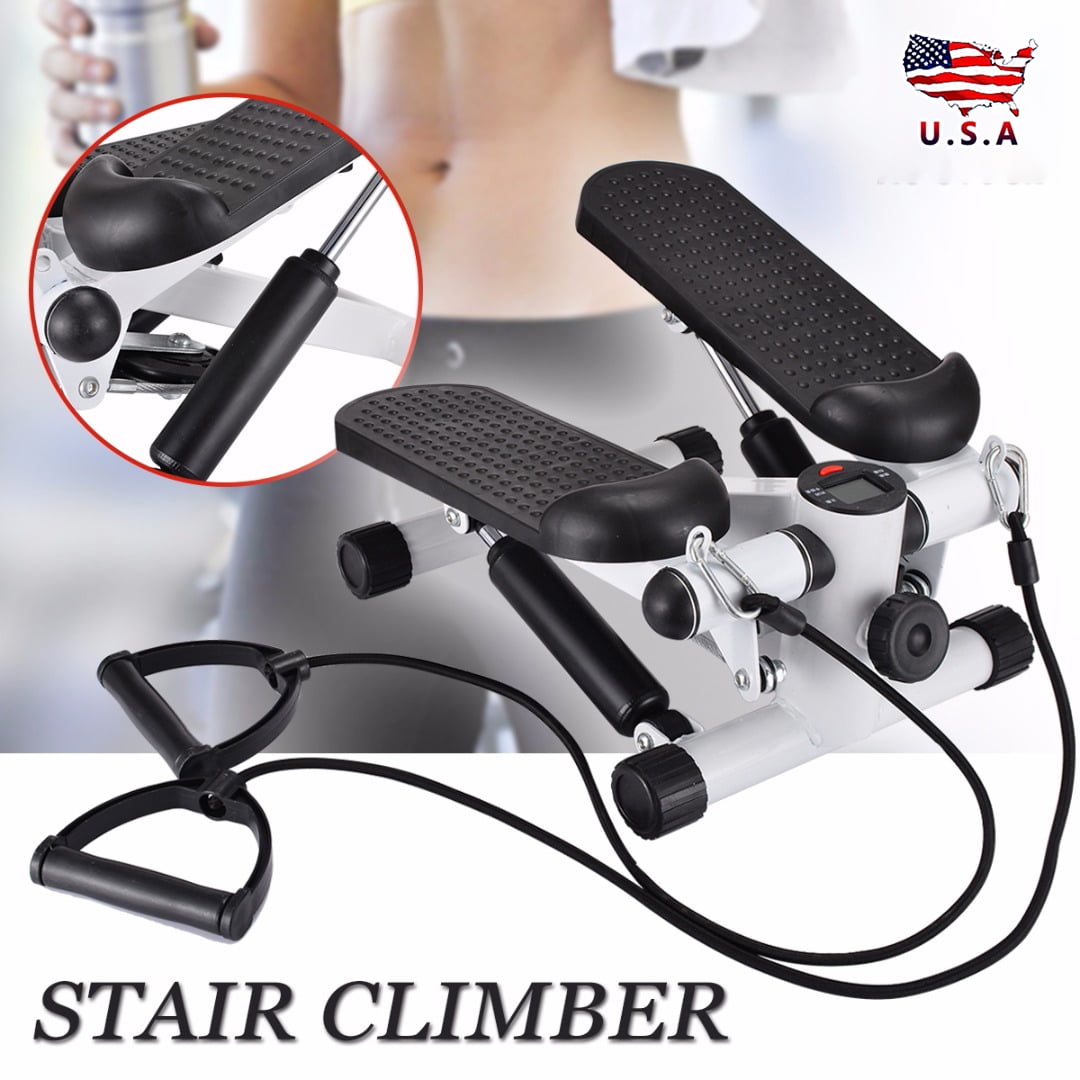 Mini LCD Display Twist Stepper Exercise Arm Cords Stair Climber Fitne 