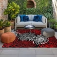 thumbnail image 2 of Red White Outdoor Rug for Patio/Deck/Porch, Non-Slip Large Area Rug 5 x 7 Ft, Abstract Black Chrysanthemum Flower Floral Indoor Outdoor Rugs Washable Area Rugs, Reversible Camping Rug Carpet Runner, 2 of 8