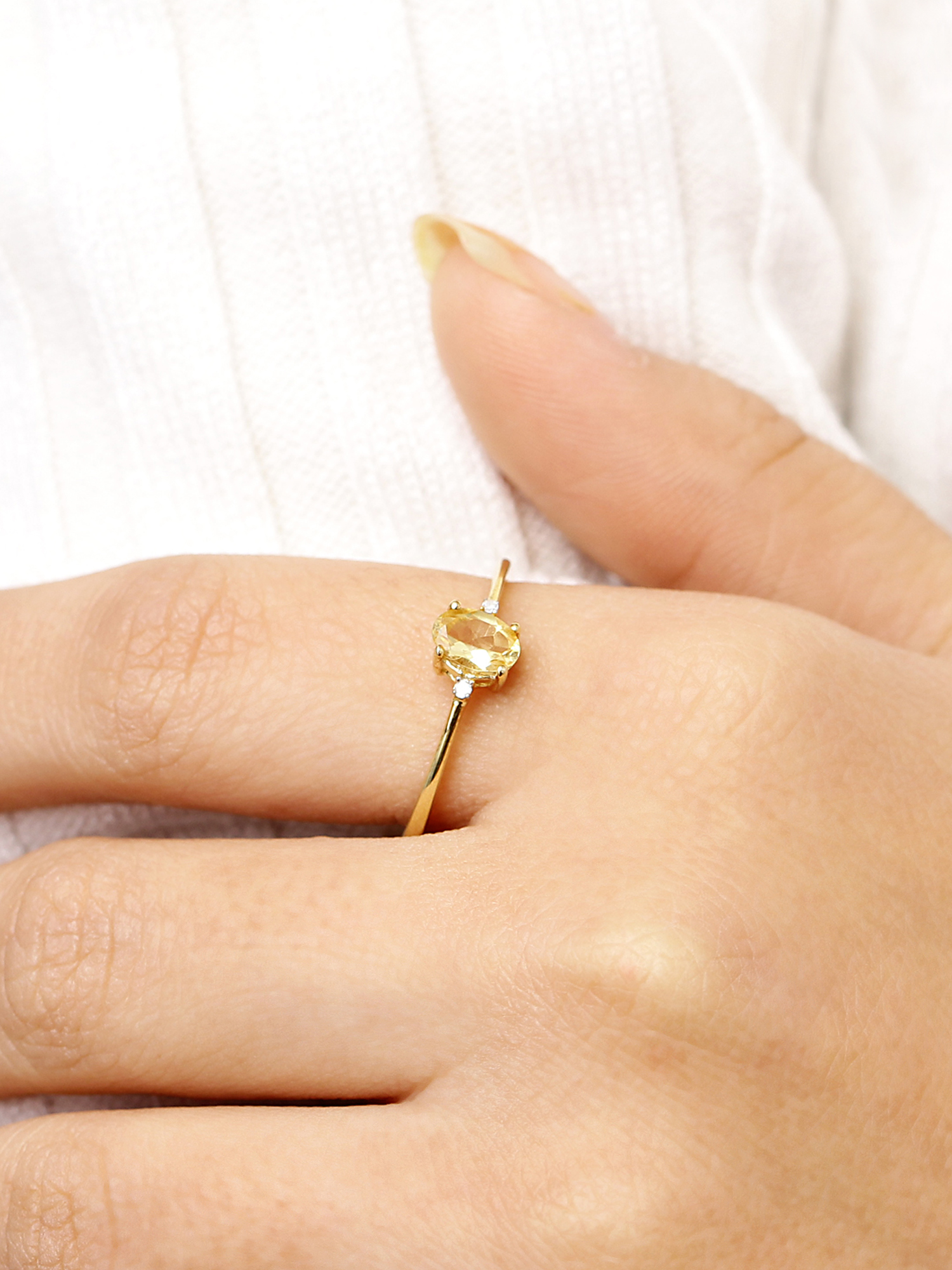 JewelersClub Citrine November Birthstone Jewelry – 0.40 Carat Citrine 14K gold over Silver Ring Jewelry with White Diamond Accent – Gemstone Rings with Hypoallergenic Sterling Silver Band