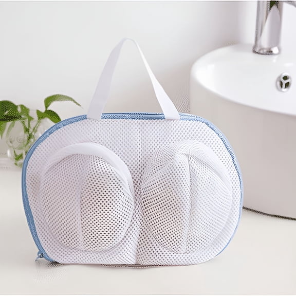 AUQ Large Bra Washing Bags for Washing Machine, 4 Pack Honeycomb Mesh Lingerie Wash Bags with Sturdy Frame, Delicates Protector for Bras A-G Cup, Underwear, Socks, White