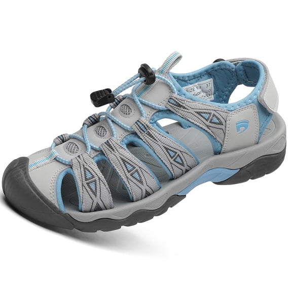 Rumpra Women's Water Shoes Sport Hiking Sandals Closed Toe Summer Outdoor Athletic Walking Sandal Adventure Lightweight Comfortable Beach Sandals