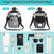 Crutch Bag Pouch, Water-Resistant Premium Zipper Pouch for Crutches, Lightweight Crutches Pouch Storage Tote for Adults Men, Women and Kids(Gray)