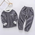 thumbnail image 2 of Babcutegg Kid Girls and Boys Pajamas Sets Warm Flannel Comfortable and Warm Fleece Lined Fall and Winter Homewear for Kids Gray Size 2-3, 2 of 5