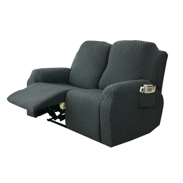 Nvzi Funda de sofá elástica de jacquard, funda de sofá reclinable de 2 plazas para sala de estar, fácil de instalar, lavable, protector de sofá (gris oscuro)