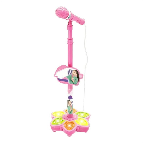 Educational Puzzle Toy Adjustable Kids Karaoke System with Flashing Stage Lights Interactive Singing Microphone for Indoor & Outdoor