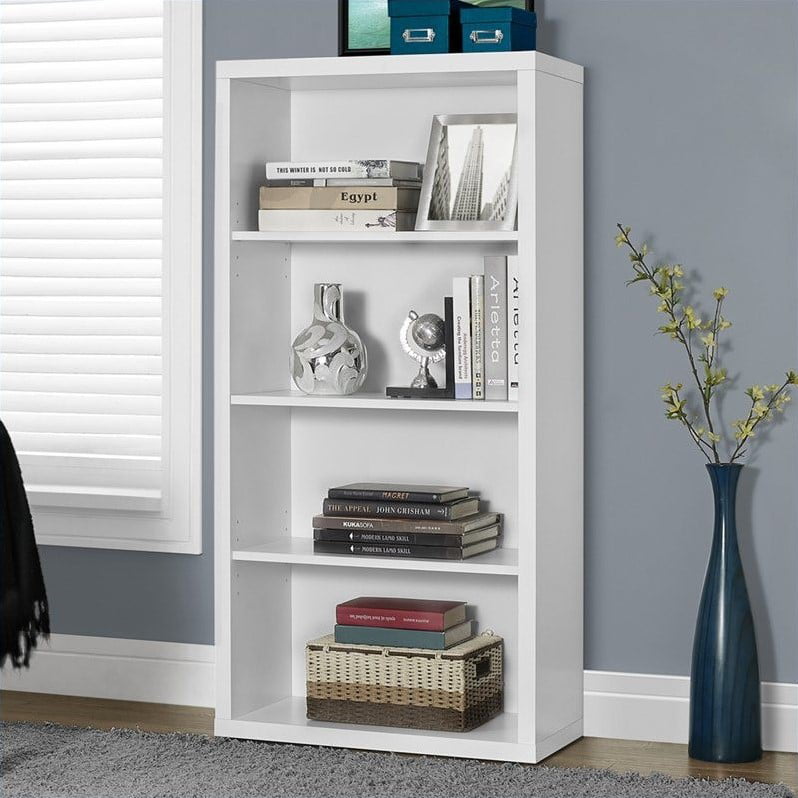 Monarch Bookcase 48 H White With, Bookshelf With Adjustable Shelves