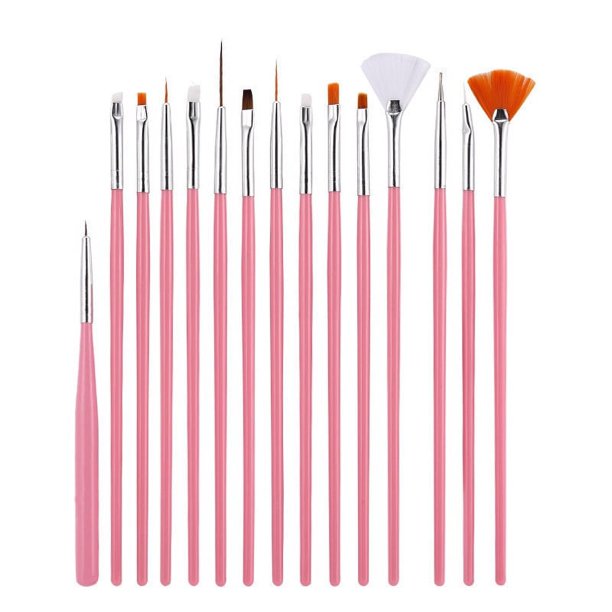 Juego completo de 15 bolígrafos para decoración de uñas, para pintar, tallar, con forma de abanico, con punta de flor, para fototerapia