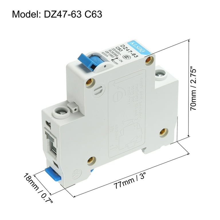 Uxcell Circuit Breaker Low Voltage AC 63A 230/400V 1 Pole