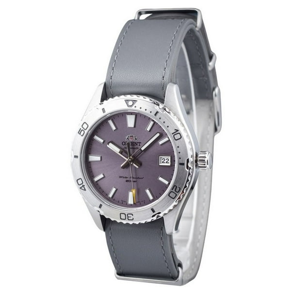 Orient Sports Leather Strap Lilac Dial Automatic Diver's RA-AC0Q07V10B RA-AC0Q07V30B 200M Men's Watch