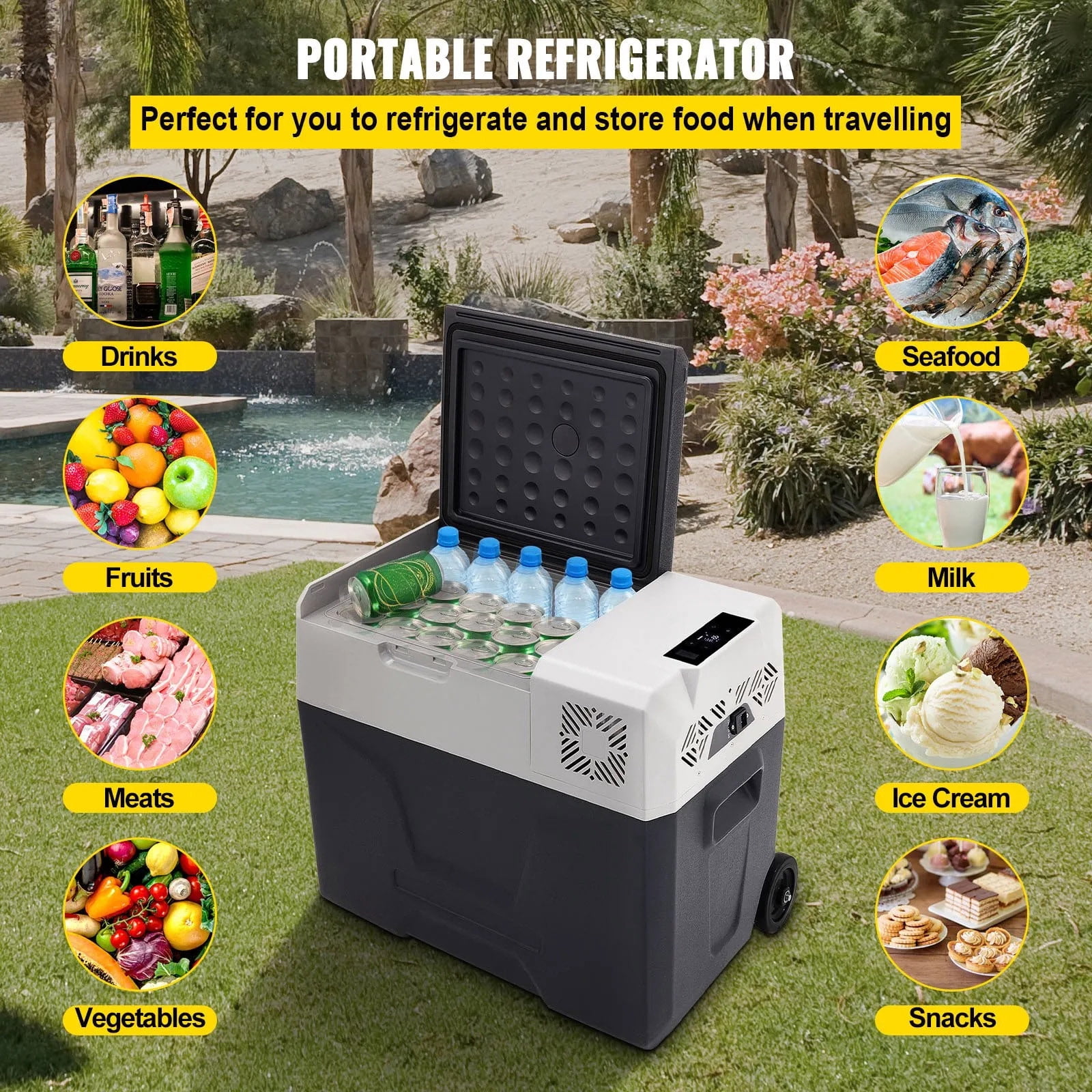12 Volt Car Refrigerator 53 Quart(50L) Mini Fridge Portable Freezer Compressor Cooler for Truck Van RV Camper SUV Travel Camping Road Trips Tailgating -4℉~68℉