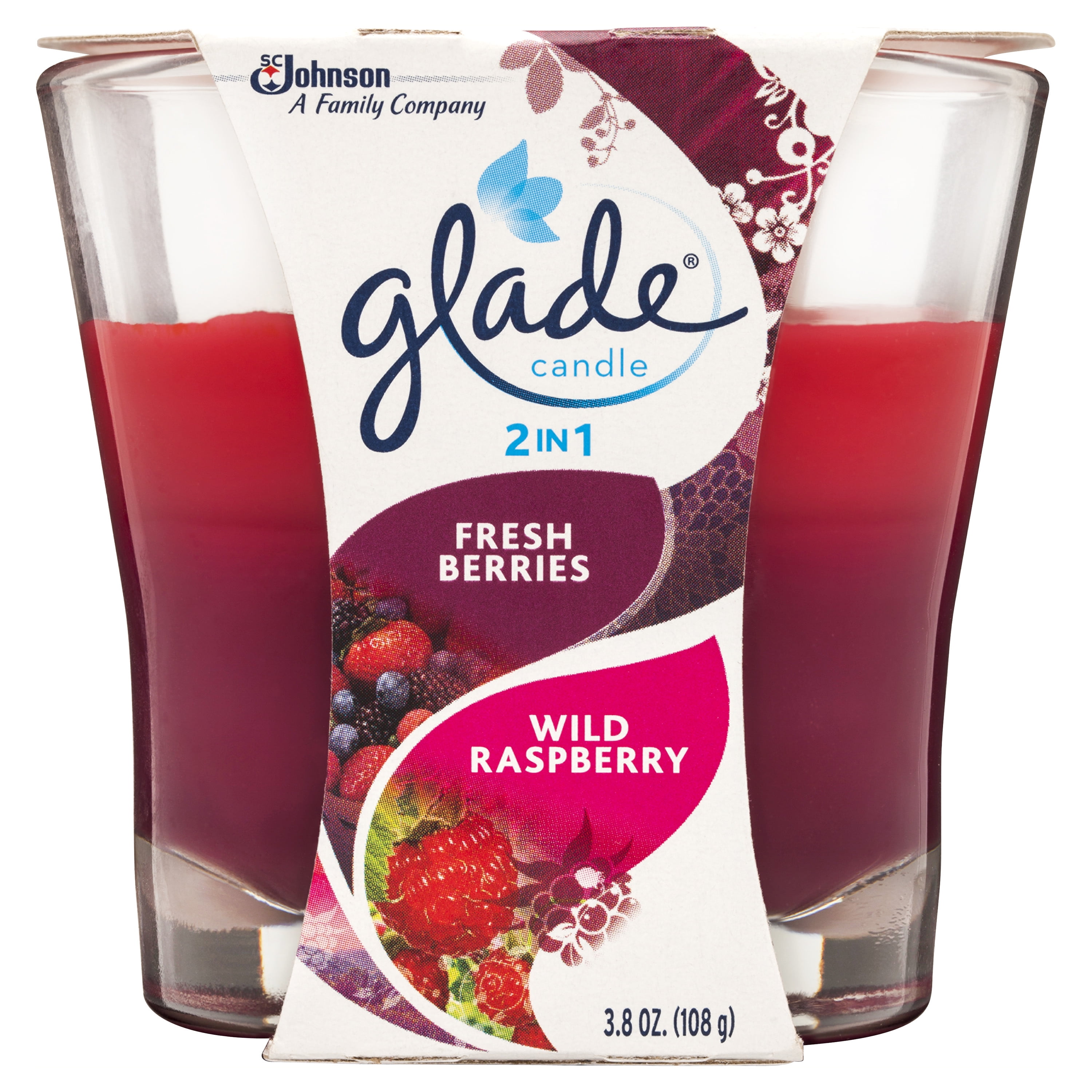 Glade Candle, 2 in 1 Fresh Berries & Wild Berries 3.8 oz.