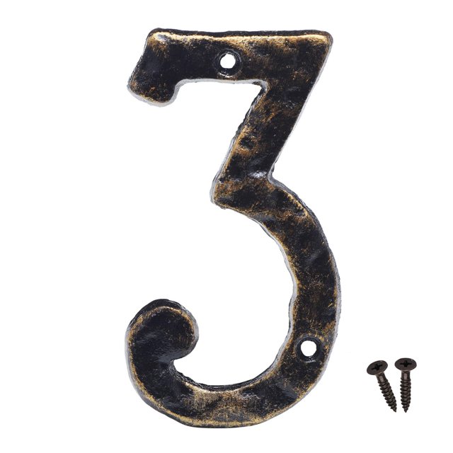 Número de dirección de la casa Número de puerta de puerta de metal de hierro fundido sólido de 5,5 pulgadas (Número 3)