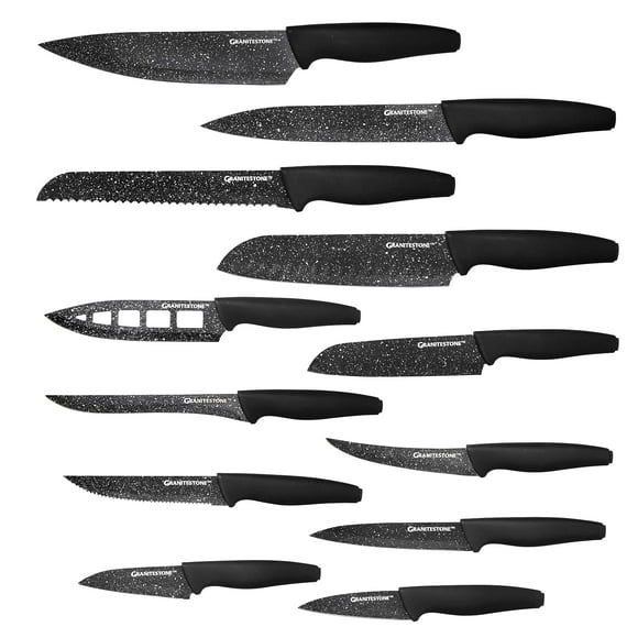 Granitestone Nutriblade 12 Pcs Couteaux Santoku, Couteaux de Cuisine de Chef Professionnels de Haute Qualité avec Poignées Faciles à Saisir, Lames en Acier Inoxydable Antirouille Lavables au Lave-Vaisselle comme Vu à la Télé