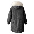 thumbnail image 5 of Women's Puffer Jacket Zipper Button Hooded Down Jacket Lined Thickened Jacket Winter Warm Down Coat, 5 of 5