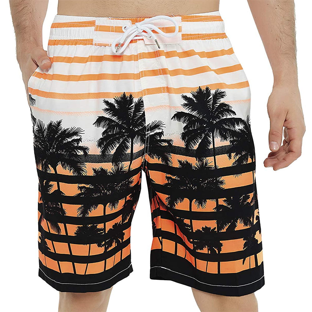 Mens Swim Trunks Quick Dry Summer Holiday Beach Shorts with Mesh Lining Pirate Mermaid Cat Beachwear
