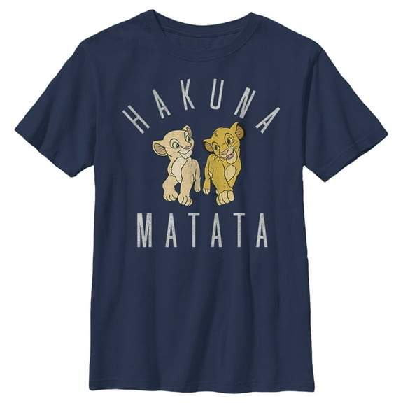 Boy's Lion King Nala and Simba Distressed Graphic Tee Navy Blue Small