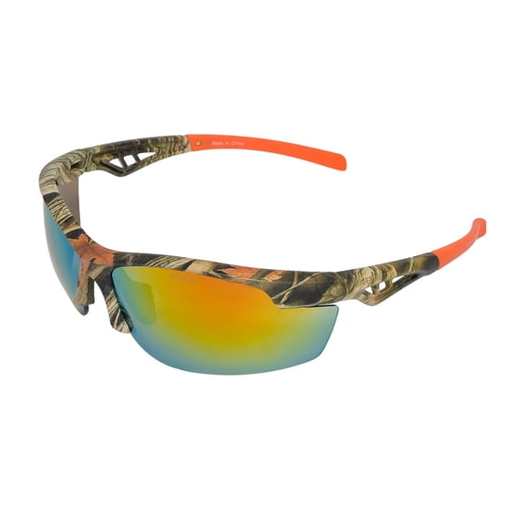 Safety Vu Large Outdoors Safety Glasses Adults Semi Frame Camo with Polycarbonate Orange Lens Safety Glasses 1 Pair