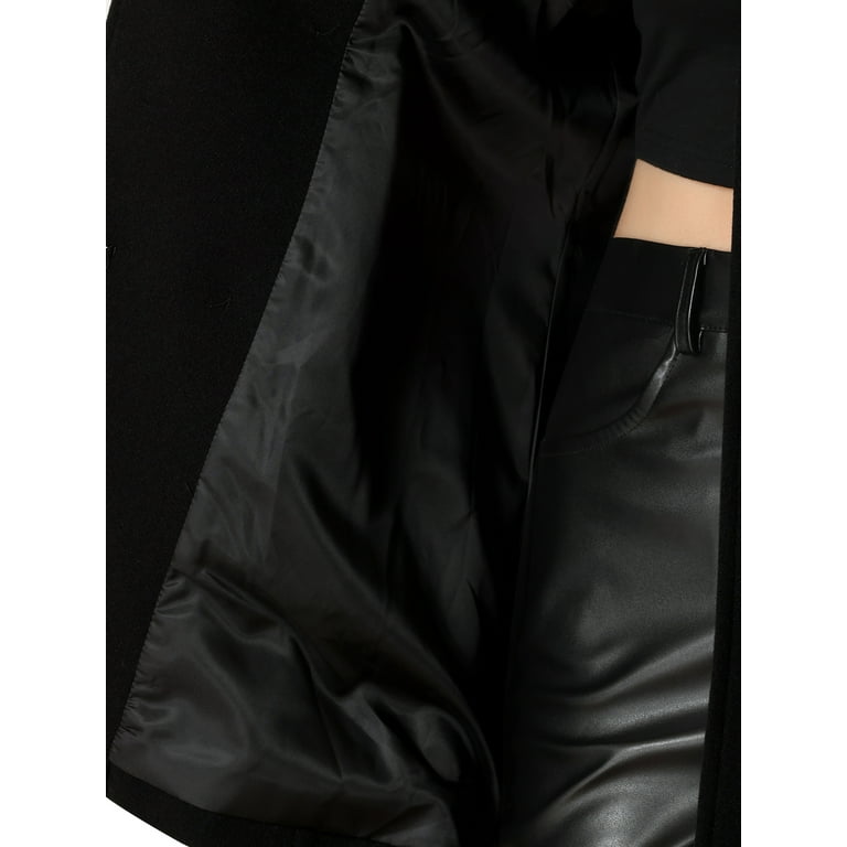 Unique Bargains Women's Winter Slit Sleeve Double Breasted