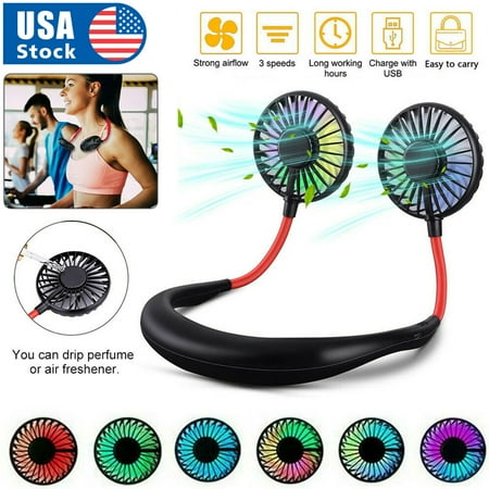 

AOK Portable USB Rechargeable Neckband Sport Fan Lazy Neck Hanging Dual Cooling Fan