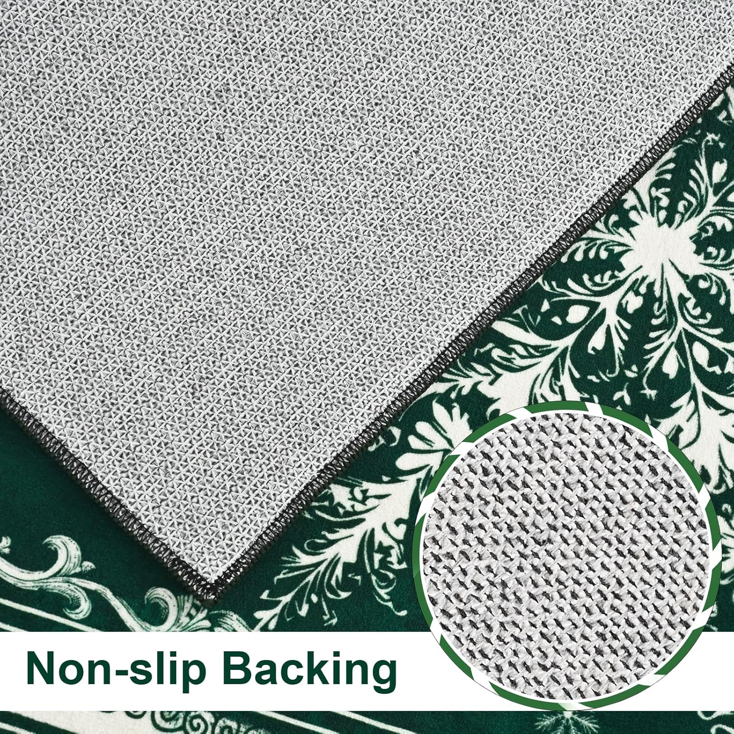 BLEUM CADE Christmas Snowflake 3x5 Area Rugs for Living Room,Non Slip Washable Rugs Low Pile Floor Mat Carpet,Holiday Christmas Decorations,Green