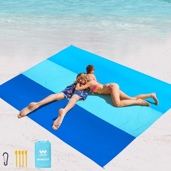 Manta de playa WIWIGO, 200 x 211 cm, impermeable y resistente a la arena