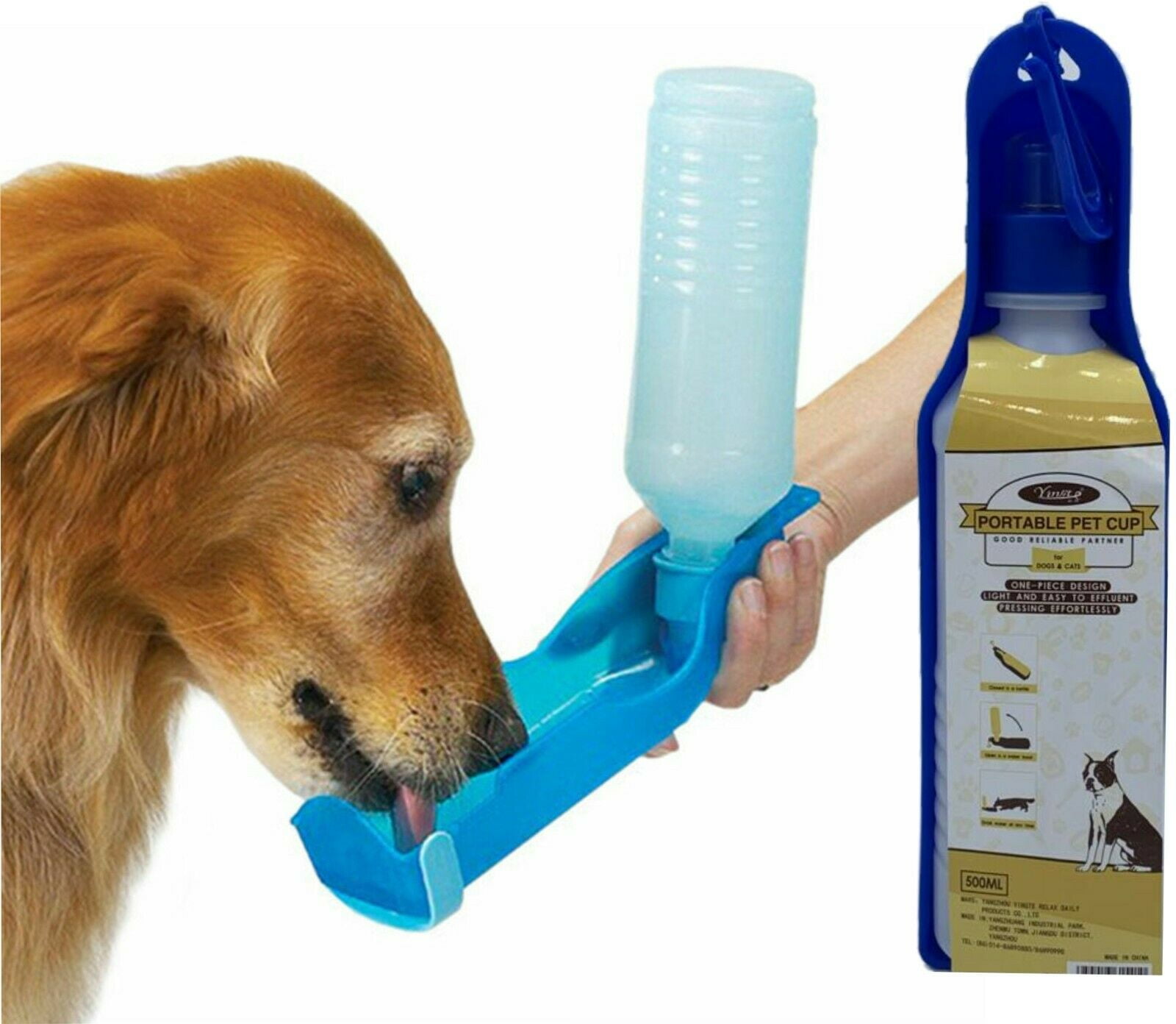 Portable Pet Dog Cat Outdoor Travel Water Bowl Bottle Feeder Drinking Fountain 