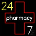 thumbnail image 1 of 24 Pharmacy LED Neon Sign 24 x 24 - inches, Black Square Cut Acrylic Backing, with Dimmer - Bright and Premium built indoor LED Neon Sign for Defence Force., 1 of 6