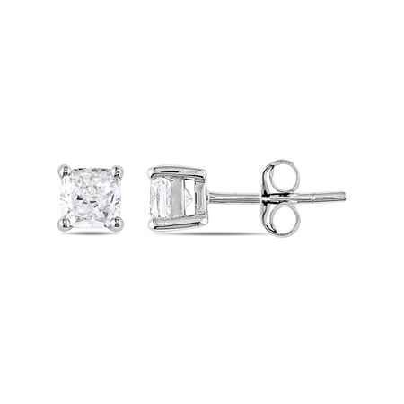 1 Carat T.W. Cushion-Cut Diamond 14kt White Gold Solitaire Stud Earrings