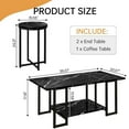 thumbnail image 5 of Baxluxe Coffee Table Set of 3, Faux Marble Coffee Table with 2 Round End Side Tables, Modern Living Room Table Set with Metal Frame for Apartment Home Office Small Place, Black, 5 of 7