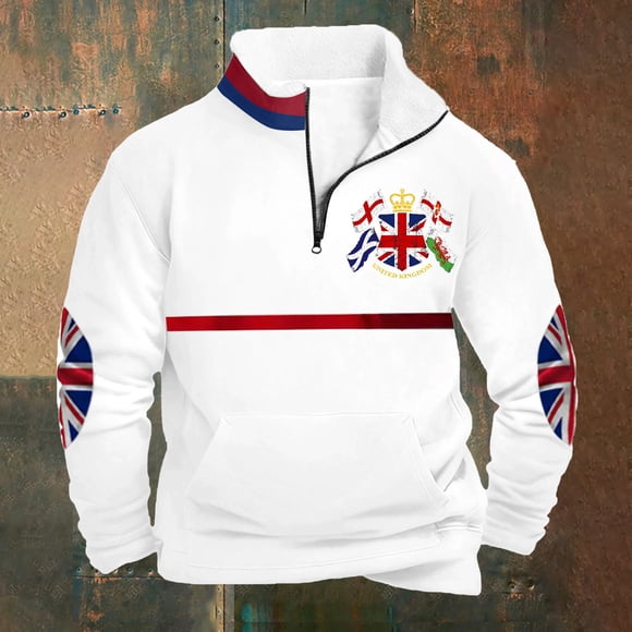 British Style High Neck Half Zip Pullover Sweater for Daily Casual Streetwear in Soft Lined Warm Comfort Wear for Fall Winter Men