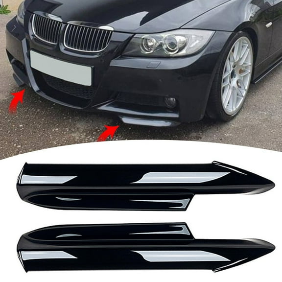 LLDI 2x Front Bumper Lip Splitter Flap For BMW 3 Series E90 E91 320i 330i 2005-2008 Bumper Splitter Strip Plastic Replacement Black