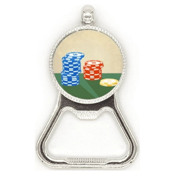 Casino Chips Arrangement Illustration Metal Beer Bottle Cap Opener Duty Stainless Steel
