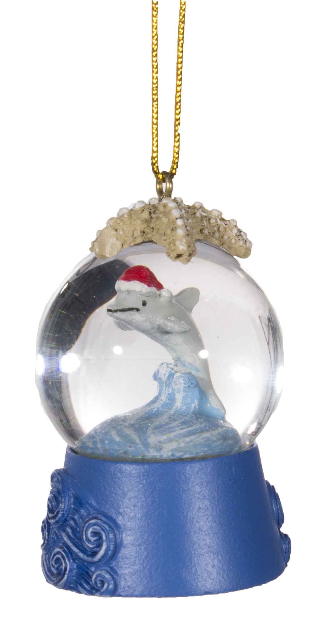 Christmas Ornament/ Snow Globe With Dolphin Inside - Hang or Set on