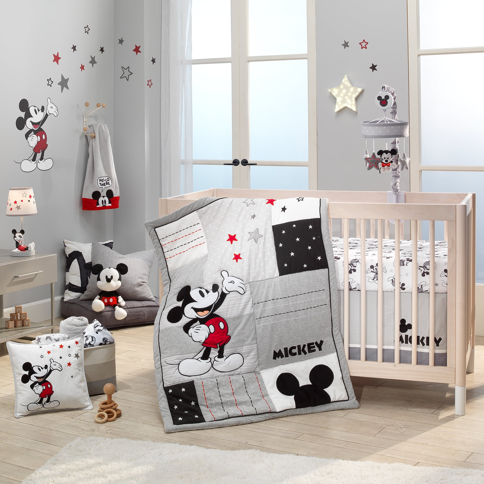 Mickey Mouse Blue Rock Star 3-Piece Toddler Cotton Bedding Set By Baby Bedding 
