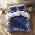 thumbnail image 2 of Sea White Coral Full Size Comforter Set, Marine Blue Background Modern Art Bedding for All Seasons, 4 Pcs Bed Set, 1Quiltcover (86"x86") ,1Sheet(80"x116"), 2Pillowcases (30"x20"), 2 of 9