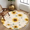 thumbnail image 2 of Round Rugs 7Ft, Vintage Sunflowers Round Area Rug Washable Indoor Throw Carpet, Elegant Pastoral Watercolor Botanical Large Non Slip Circle Rug for Dining Room Playroom Home Decor Aesthetic, 2 of 8