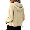 thumbnail image 6 of Jsaierl Women's Lightweight Hooded Zip Up Windbreaker Jacket with Elastic Cuffs and Drawstring Bottom Sporty Outdoor Top, 6 of 8