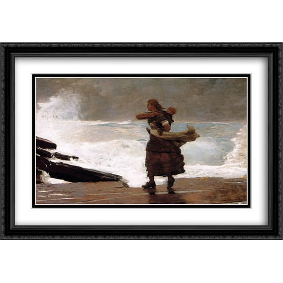 The Gale 2x Matted 40x28 Large Black Ornate Framed Art Print by Homer, Winslow