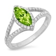 thumbnail image 7 of Halo Engagement Ring for Women - 1.2ct Natural Peridot in 14K White Gold Promise Ring, 7 of 7
