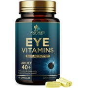 Eye Vitamins & Mineral Supplement - Contains Lutein, Zinc, Vitamins C, E & Zeaxanthin - Supports Eye Strain, Vision Macular Health & Dry Eyes for Seniors with Lycopene, Gluten Free - 60 Capsules