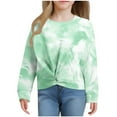 thumbnail image 4 of CHEEREAM Girls Casual Tunic Tops Tie Dye Knot Front Long Sleeve Loose Soft Blouse T-Shirt Size 4-12, 4 of 9