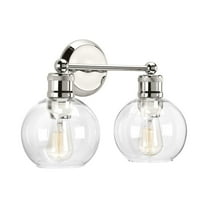 Hansford Collection Two-Light Polished Nickel Clear Glass Coastal Bath Vanity Light