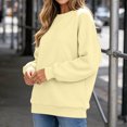 thumbnail image 6 of Women's Fashion Oversized Plain Sweatshirt Soft Fleece Lined Crew Neck Long Sleeve Loose Pullover Casual Fall Winter Daily Outfits Yellow, 6 of 8