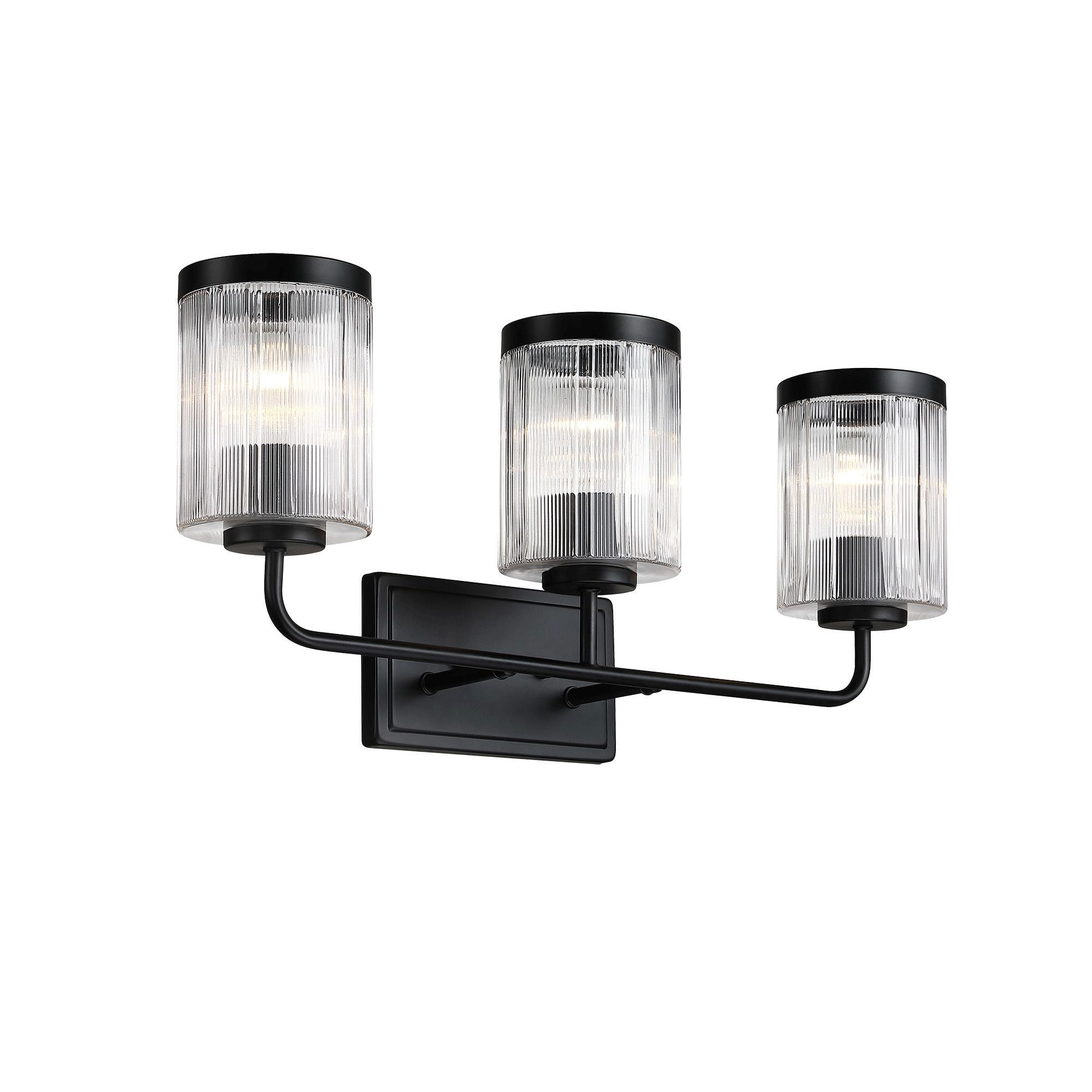Aspen 24 in. 3-Light Matte Black Vanity Wall Light for Bathrooms